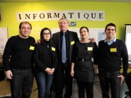 De g. à dr.: Abraham Rubinstein, Laura Raileanu, Eduardo Sanchez, doyen du TIC, Patricia Mata et Sylvain Pasini. © Nadine Jacquet De g. à dr.: Abraham Rubinstein, Laura Raileanu, Eduardo Sanchez, doyen du TIC, Patricia Mata et Sylvain Pasini. © Nadine Jacquet