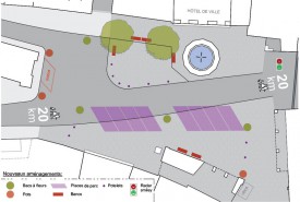 Avec le nouveau plan d’aménagement de la place, tous les emplacements de stationnement seront du même côté. ©Michel Duperrex