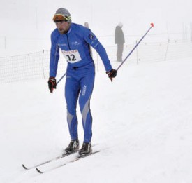 Marius Danuser, le vainqueur de la Mara 2015, à l’arrivée aux Rasses. © Michel Duperrex