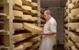 Quelque 250 meules de gruyère peuvent être stockées dans la cave de Philippe Germain, à l’alpage du Pré de Bière. ©Simon Gabioud