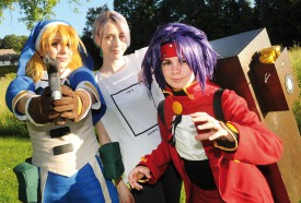 Justine Cattin, Estelle Antille et Cécile Oulevay sont les trois représentantes de la Suisse au concours European Cosplay Gathering, à Paris. Elles se sont qualifiées lors de Polymanga, à Lausanne. © Michel Duperrex