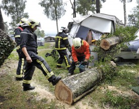 L’arbre a dû être tronçonné en plusieurs morceaux, afin de pouvoir le dégager de la caravane. © Michel Duvoisin