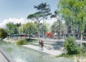 Voici à quoi devrait ressembler le futur quartier, qui pourrait accueillir quelque 5000 habitants et emplois dans la zone située entre la gare et le lac. DR