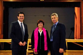 Fabrice Moscheni a été accueilli à Pomy par les deux conseillers nationaux nord-vaudois Alice Glauser et Jean-Pierre Grin.