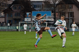 Lucien Dénervaud a fait quatorze apparitions sous le maillot yverdonnois, comme ici face à Winterthour. ©Champi