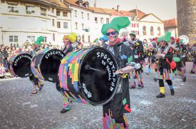 Les Tessinois de la Spacatimpan de Vacallo ont remporté le concours des guggenmusik. ©Carole Alkabes