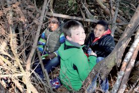 Les rires et les cris de joie des élèves de la classe 6e HarmoS ont résonné dans la forêt de Clar-Chanay. ©Michel Duperrex