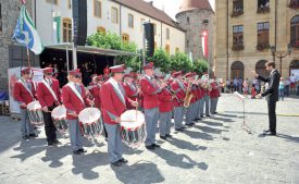 La fanfare L’Avenir a régalé l’assemblée de morceaux, dont le Cantique suisse. ©Carole Alkabes