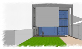 L’accès au futur centre sportif et de séminaires, depuis l’avenue des Sports.