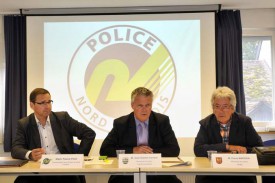 Une conférence de presse a été organisée dans l’urgence hier après-midi par les responsables de Police Nord vaudois (PNV) pour réagir à l’éventuel départ des quatre communes. De g. À dr.: Pascal Pittet, commandant, Jean-Daniel Carrard, municipal de police à Yverdon, et Pierre Mercier, municipal de police à Orbe, respectivement président et vice-président du Comité de direction de PNV.