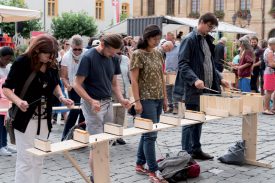 Irma Riser, Jérôme Berbier, Dinda Reumer et Arndt Watzlawik (de g.à.dr.) ont participé en rythme au projet «Palabre». ©Gabriel Lado