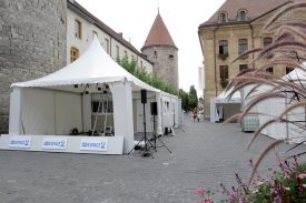 La chaîne de radio Espace 2, organisatrice de cette Schubertiade nord-vaudoise, installera son studio sur la place Pestalozzi. ©Michel Duperrex