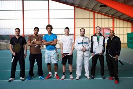 Le TC Yverdon s’est bâti une équipe pour le maintien en 1re ligue. La meute yverdonnoise, de g. à dr.: Eric Berney (R2), Cassio Schwab (R1), Jessy Kalambay (N3.51), Laurent Francioli (R3), Angel Sulleiro (N4.128), Raphaël Chapuis (R1) et Mario Diaz (R3). © Muriel Antille
