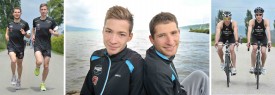 Sylvain, 17 ans (le plus grand en taille, mais le plus jeune), et son frère Valentin Fridelance, 21 ans, sont deux des meilleurs espoirs du triathlon romand. © Michel Duperrex