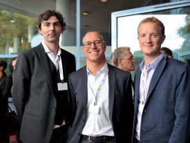 Les EHNV étaient présents en force avec leur directeur, Jean-François Cardis (au centre), et les spécialistes de la communication Raphaël Muriset (à g.) et Loïc Favre (à dr.). ©Carole Alkabes