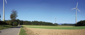 Quand la route entre Nonfoux et Orzens sera-t-elle entourée des turbines du parc éolien «Tous-Vents»? Les paris sont ouverts... © Photomontage/profil paysage