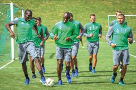 Florentin Pogba (à g.) à côté de la nouvelle recrue stéphanoise Bryan Dabo. © Carole Alkabes