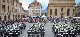 La cérémonie officielle s’est tenue sur la place Pestalozzi, à Yverdon-les-Bains, au terme du défilé. ©Carole Alkabes