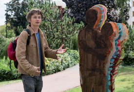 Fabian Sbarro a présenté son oeuvre «Eclipse» au public venu au Jardin Japonais. ©Gabriel Lado