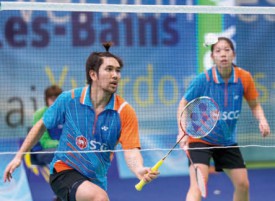 Bodin Issara, le bagarreur thaïlandais, lui aussi finaliste malheureux, malgré son excellent match en double mixte (ici avec sa partenaire Savitree Amitrapai). © Champi