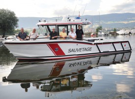 La commission d’achat et de construction du nouveau bateau avec (de g. À dr.) Cyril Ottonin, Pierre- Alain Vallon, Boian Tabakov, Pierre-Alain Vaucher, Serge Vallon et Yves-Laurent Jacot. ©Michel Duperrex