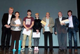 Les Méritants Grandsonnois entourés du municipal Dominique Willer (tout à g.) et de Didier Brocard, soit Gilda Vialatte, Romain Tanniger, Louanne Juillerat, Jean Périllard et André Raimond.