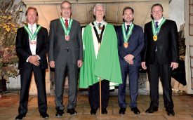 Vincent Corbaz, Guy Parmelin, le Gouverneur Bernard Despont, Jean-Marc Chevallaz et Jacques Nicolet (de g. À dr.) ©Michel Duperrex