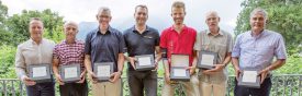 Les sept représentants du vignoble nord-vaudois (de g. À dr.): Patrick Keller (Cave des Treize Coteaux), Olivier Chautems (promotion Côtes de l’Orbe), Frédéric Hostettler et Benjamin Morel (Château de Valeyres), Olivier Robert (Caves de Bonvillars), Didier Bourgeois (Domaine de Gourmandaz) et Eric Schopfer (Le Champagnoux). ©Simon Gabioud