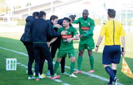 Manuel Bühler vient d’inscrire le 2-0 sur un coup-franc direct somptueux. © Nadine Jacquet