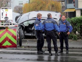 Les policiers, sur les lieux de l’accident. ©Alain Doll