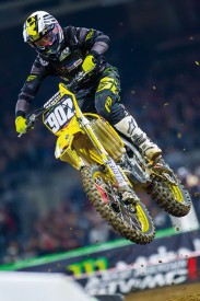 Killian Auberson, à l’oeuvre aux Etats-Unis, au guidon d’une Suzuki 250 cm3 du team texan TPJ. © Spencer Owens