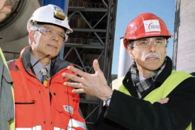 Thierry Guignard, directeur de Cadcime et Pierre-Alain Urech, directeur de Romande Energie, lors de la visite de l’impressionnante installation. © Nadine Jacquet