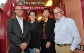 Les dirigeants des EHNV font bloc. De g. à d.: Jean-François Cardis, directeur général, Laure Jagiello, directrice adjointe des soins, Christiane Kordo, directrice des soins, et Pascal Cotter, directeur général adjoint. © Michel Duperrex