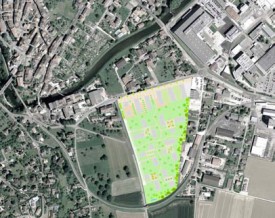 Vue aérienne de Gruvatiez est, dans la boucle de l’Orbe-Chavornay, le quartier, dont le PPA sera mis à l’enquête publique ce mois-ci.