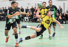 Killian Hirsbrunner (trois points) et Clément Loichot (quatre points) ont réalisé un match plein, samedi. ©Carole Alkabes