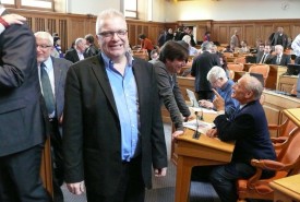 Dominique Vidmer devant le Grand Conseil neuchâtelois, lors de la première séance de l’année. © Aubert