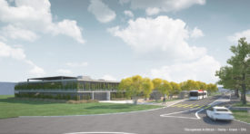 La première étape du projet prévoit la création de 422 places réparties sur deux étages au sein d’une construction dont la façade sera végétalisée afin d’apporter de l’élégance à l’ensemble. © Groupement Architram - Stucky - Gruner - SRG