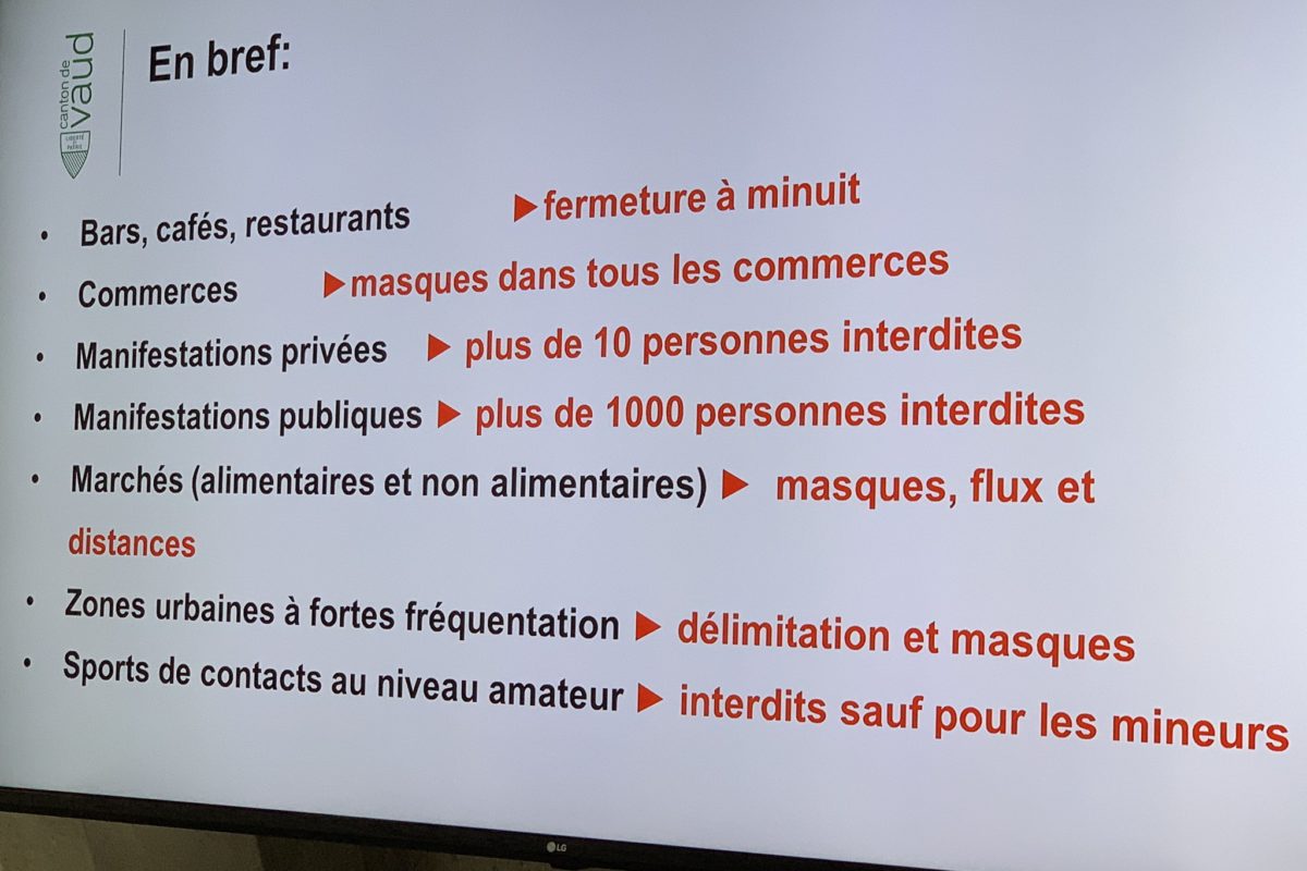 Le Canton de Vaud renforce son dispositif, mais ne va pas jusqu’au semi-confinement